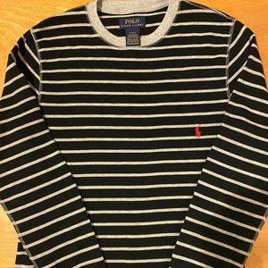Polo Ralph Lauren Black and White Striped Cotton Sweater